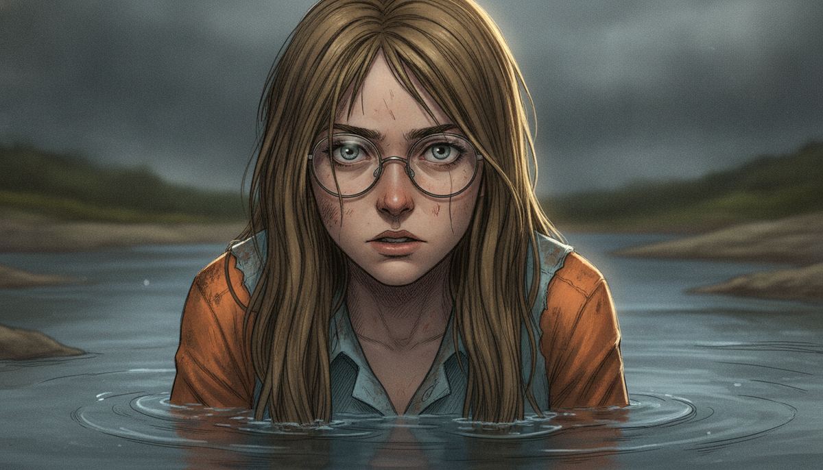A survivor standing in the river